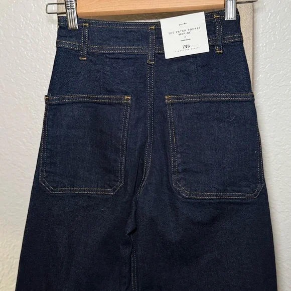 Zara Dark Indigo Wide Leg Jeans - Picture 3 of 4